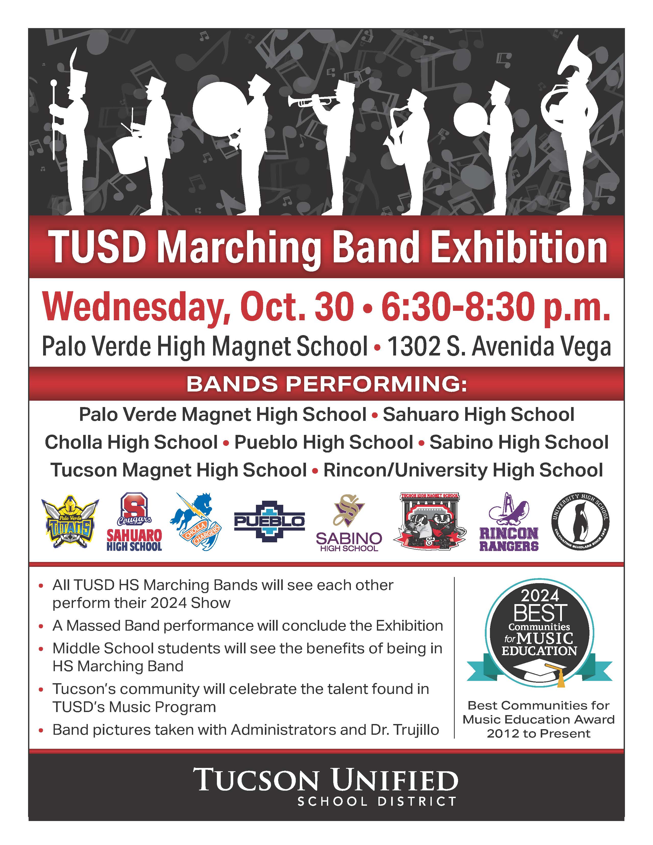 TUSD 2024 Marching Band Exhibition Flyer