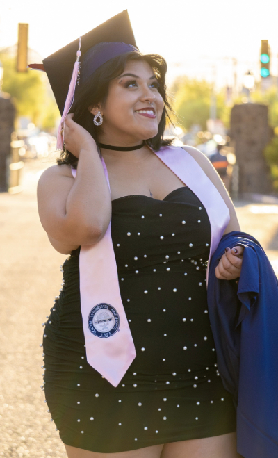 A graduation portrait of Alicia Damian